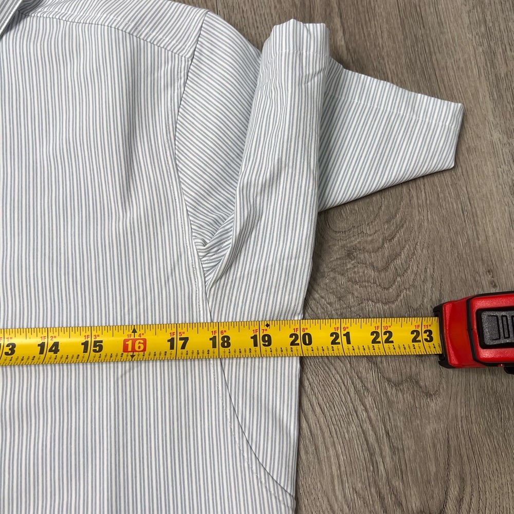 Lululemon Short Sleeve Button Up Shirt Mens Size Small Blue White Striped - Picture 7 of 10